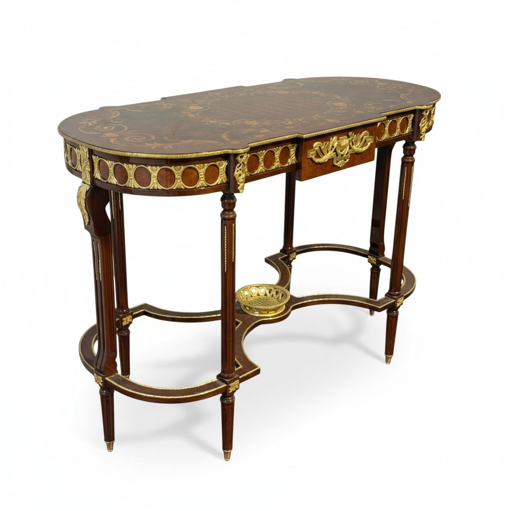 كونسول باك صوفا كلاسيك فاخر بتطعيمات نحاس