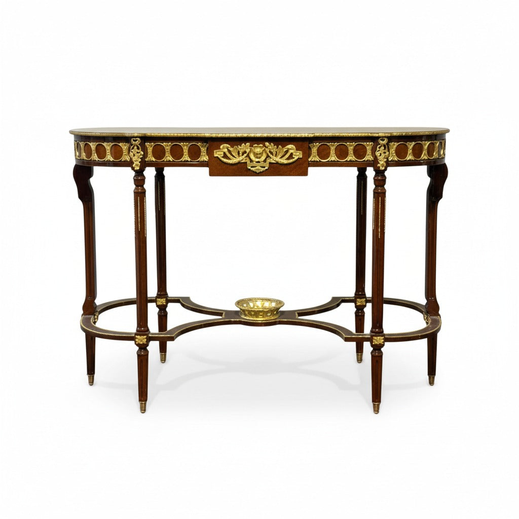 كونسول باك صوفا كلاسيك فاخر بتطعيمات نحاس