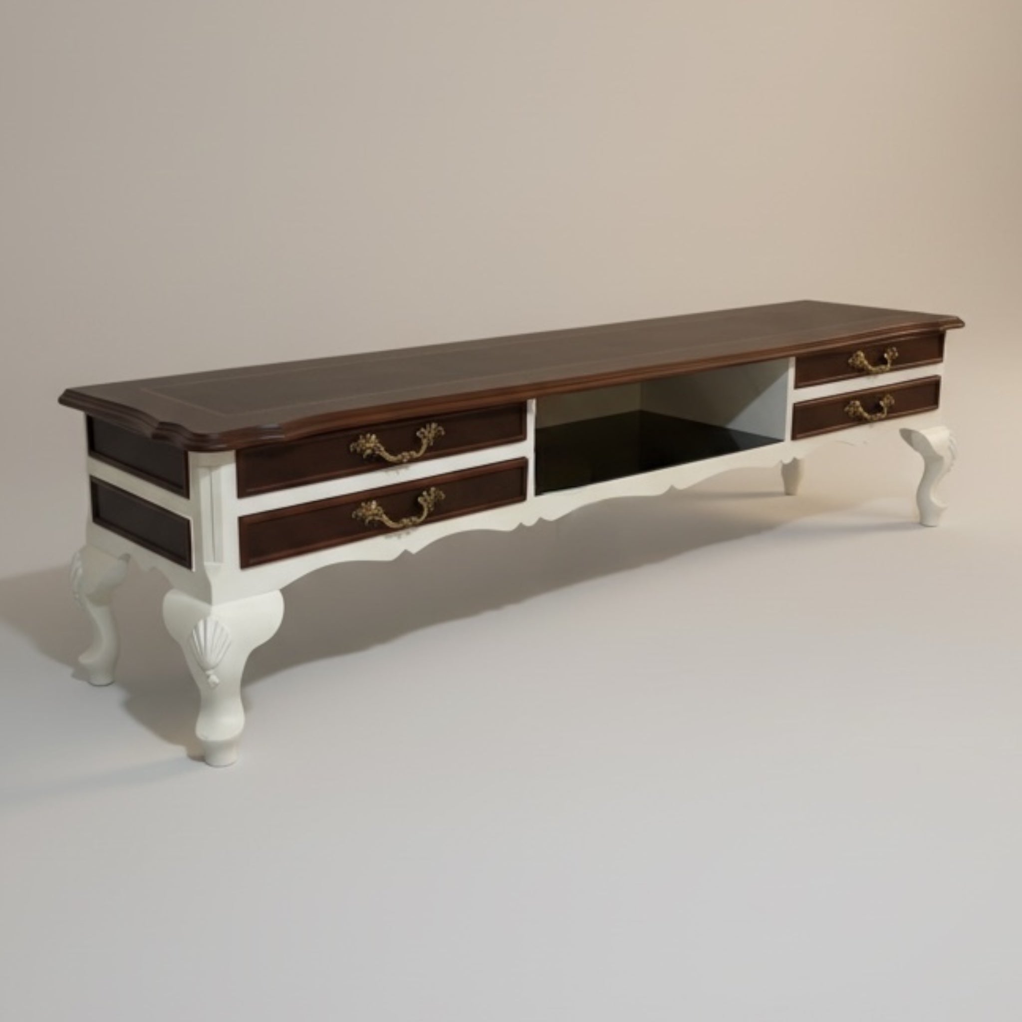 وحدة تلفزيون كلاسيك بني في ابيض - Nabolia