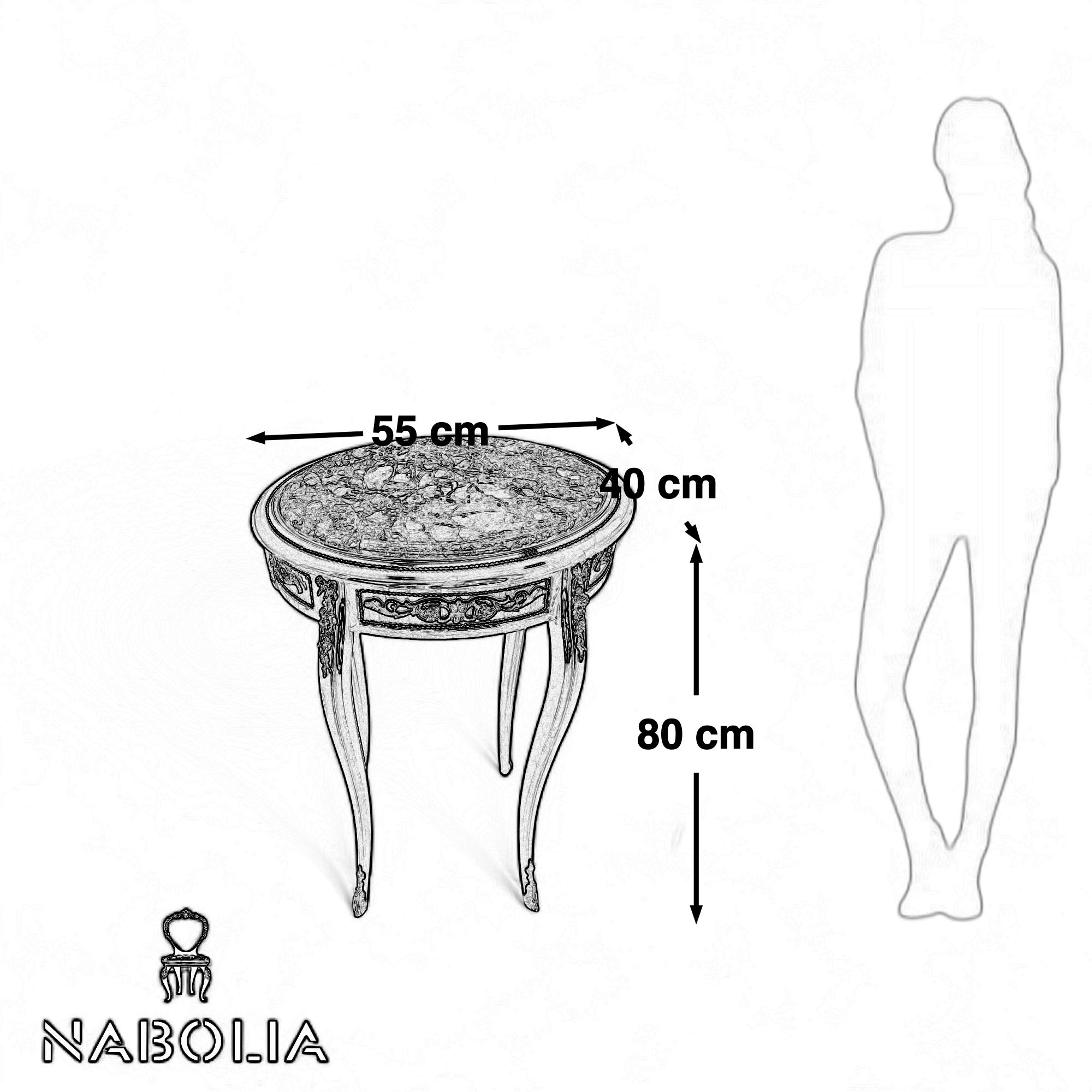 ترابيزة اوفال مطعمة بالنحاس - Nabolia