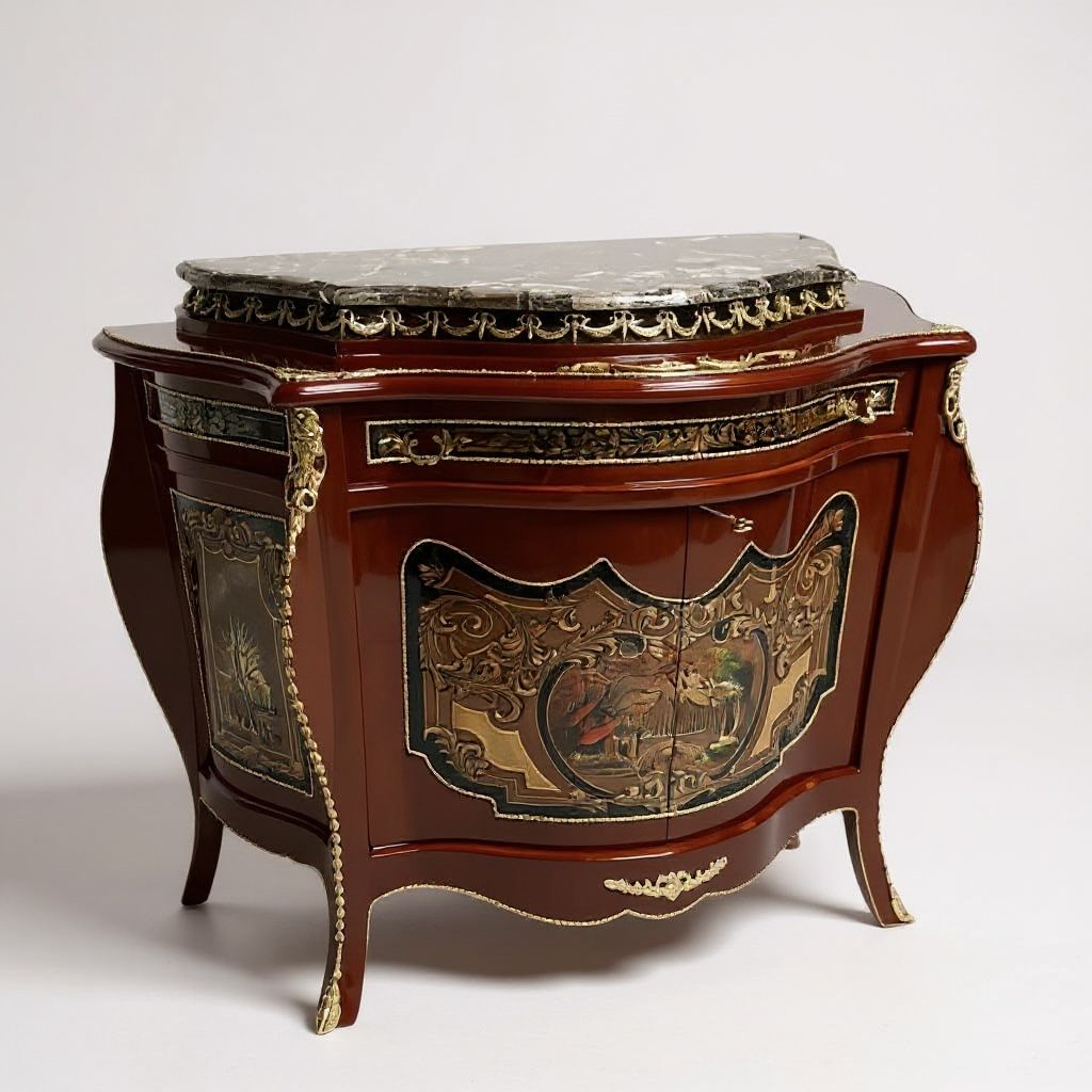 بايوه أنتيك فاخر مطعم بالنحاس والرخام الطبيعي