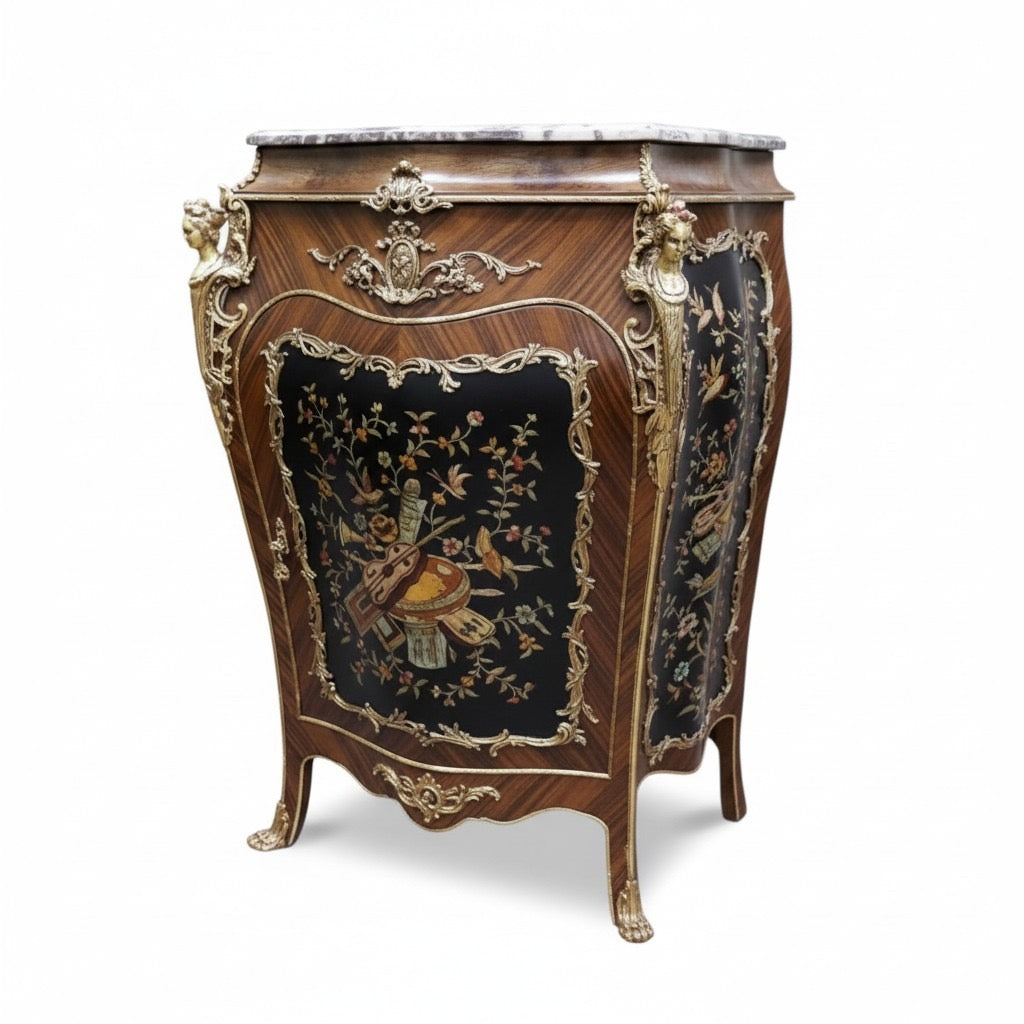 بايوه القصر موديل فرنسي فاخر بضلفة واحدة وزخارف نحاسية منقوشة