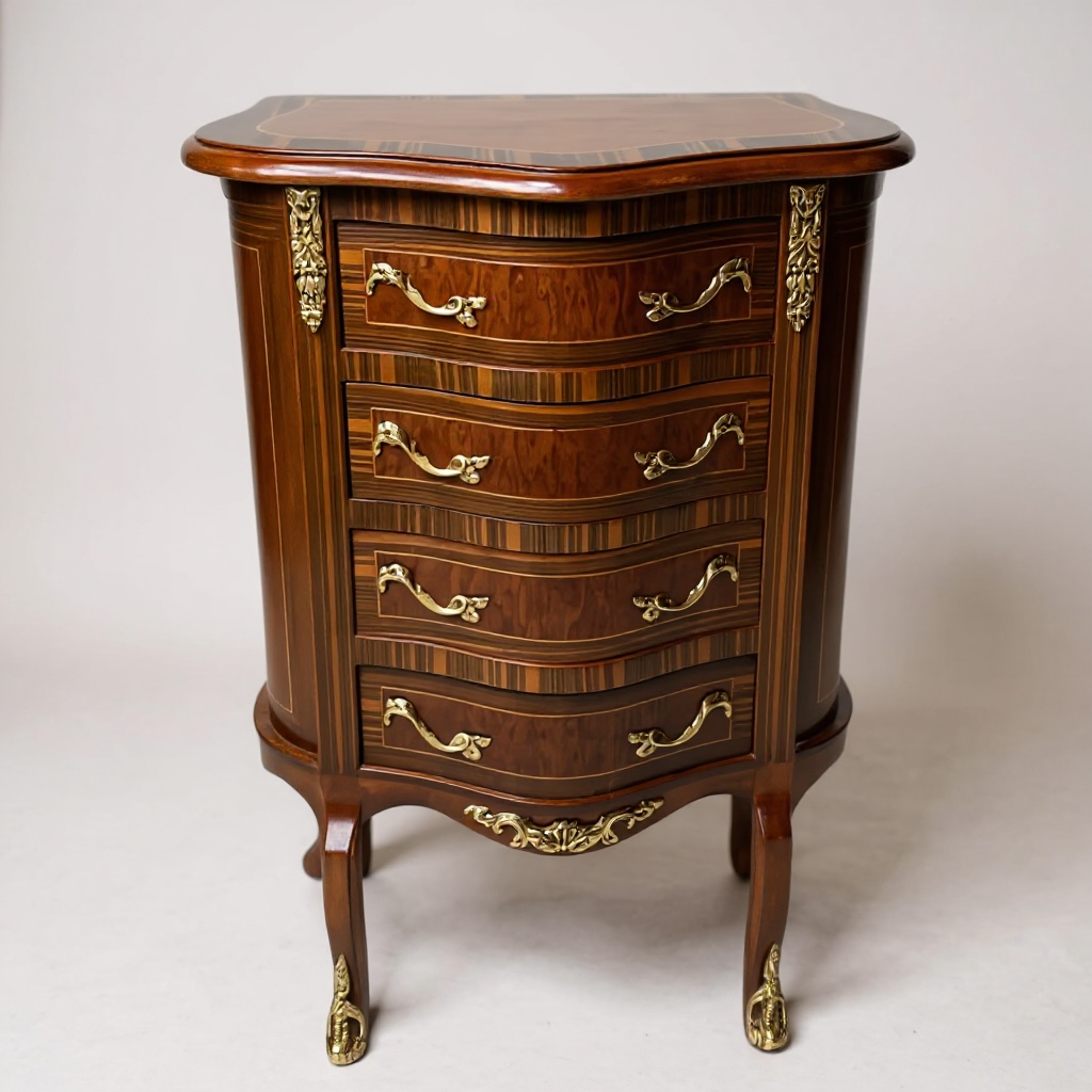 كومود فاخر بأربعة أدراج وزجاج أنيق