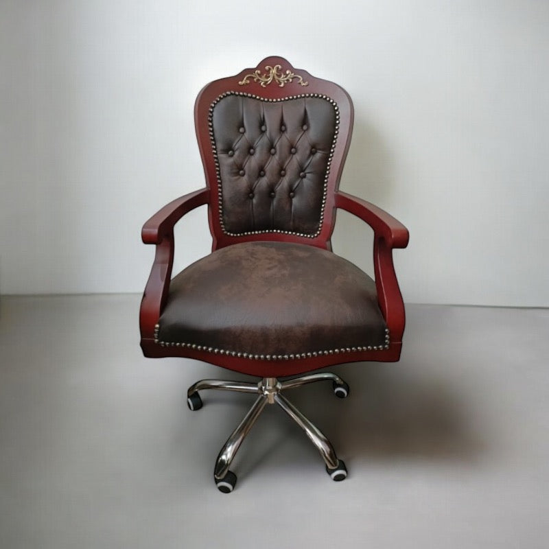 Classic brown leather swivel chair | Nabolia