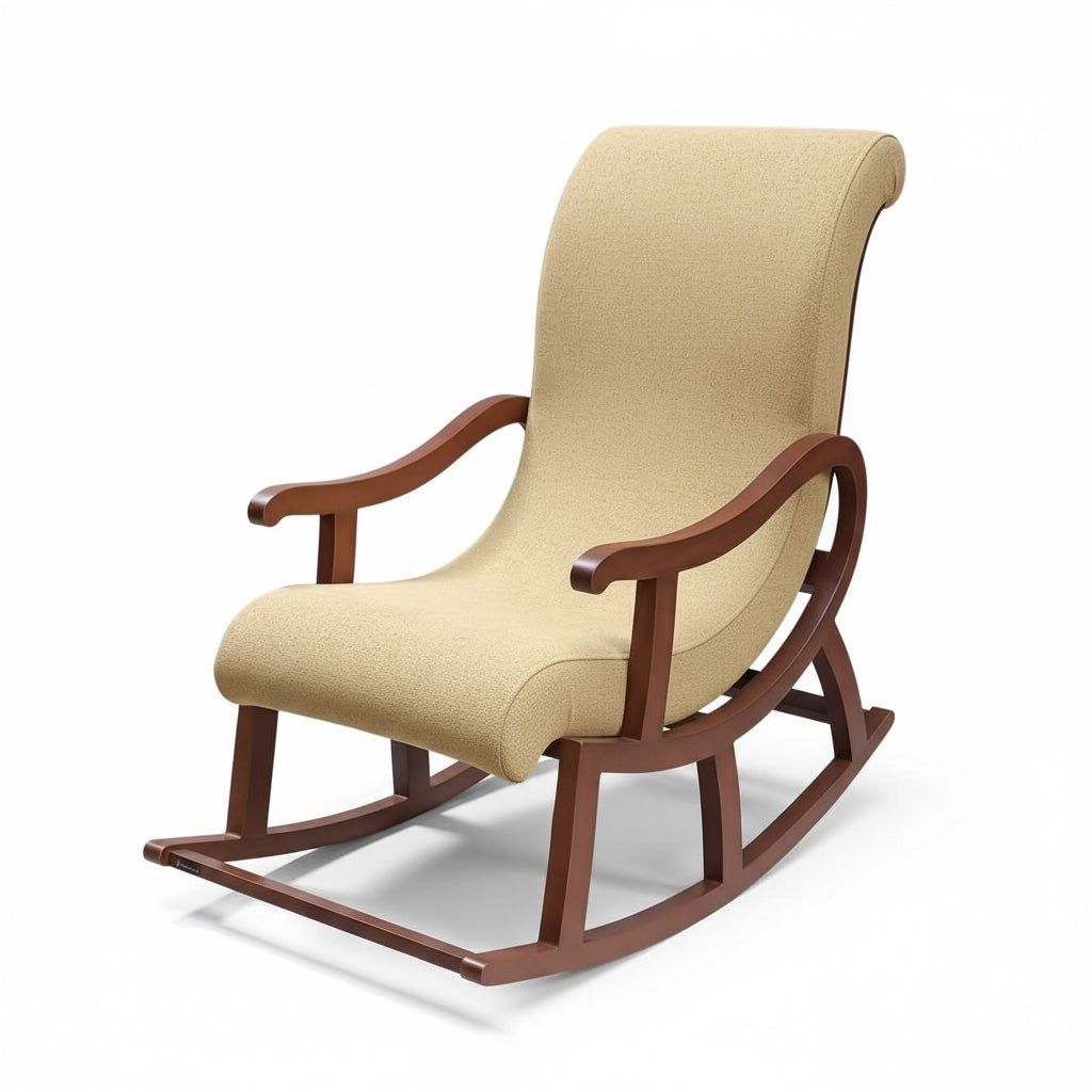 كرسي هزاز مودرن بتنجيد مريح وهيكل خشب زان