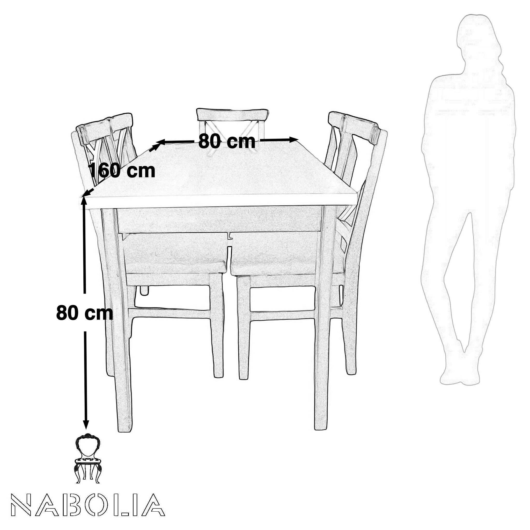 ترابيزة سفرة وستة كراسي اكس بني في ابيض - Nabolia