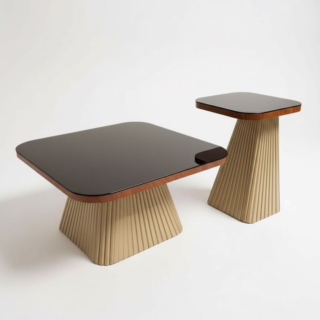 طقم ترابيزة مودرن بقاعدة فلوت خشابية