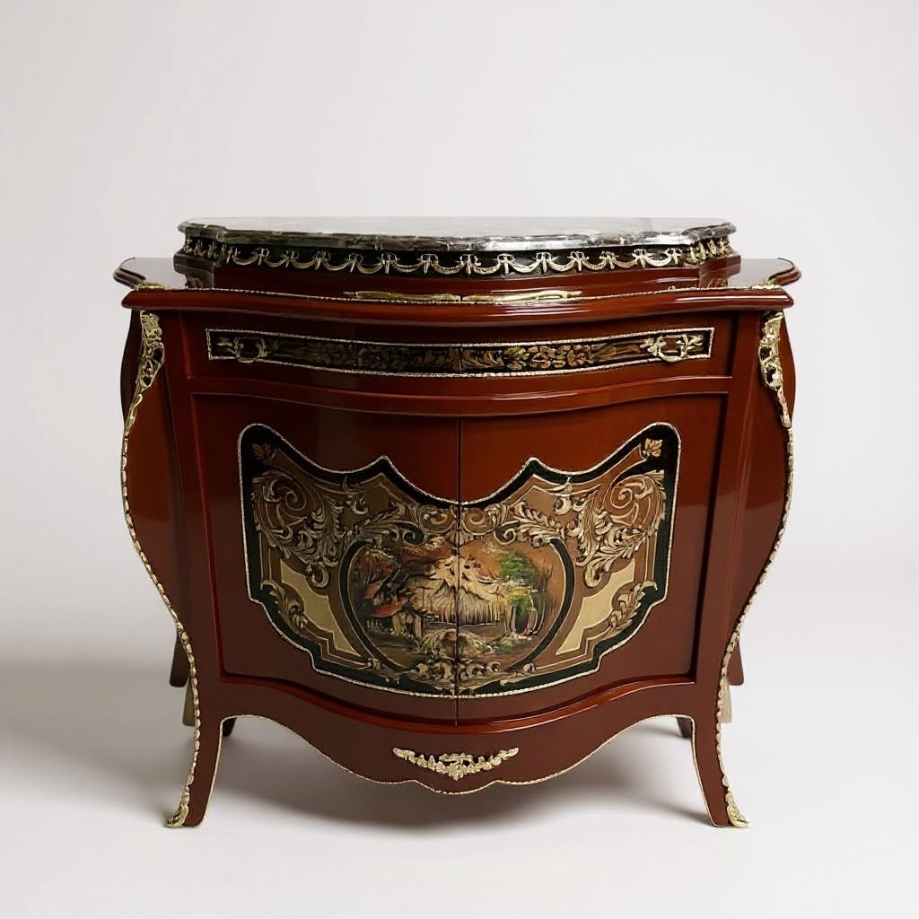 بايوه أنتيك فاخر مطعم بالنحاس والرخام الطبيعي