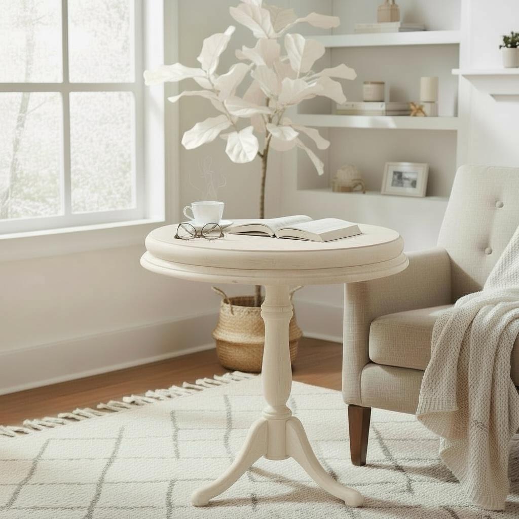 ترابيزة جانبية دائرية كلاسيك – تصميم أنيق للمساحات الهادئة