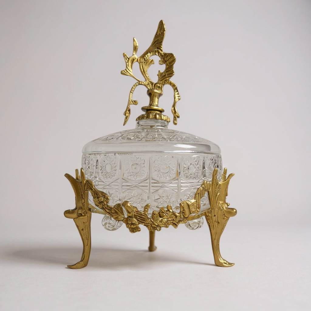 بونبونيرة كريستال بقاعدة نحاسية