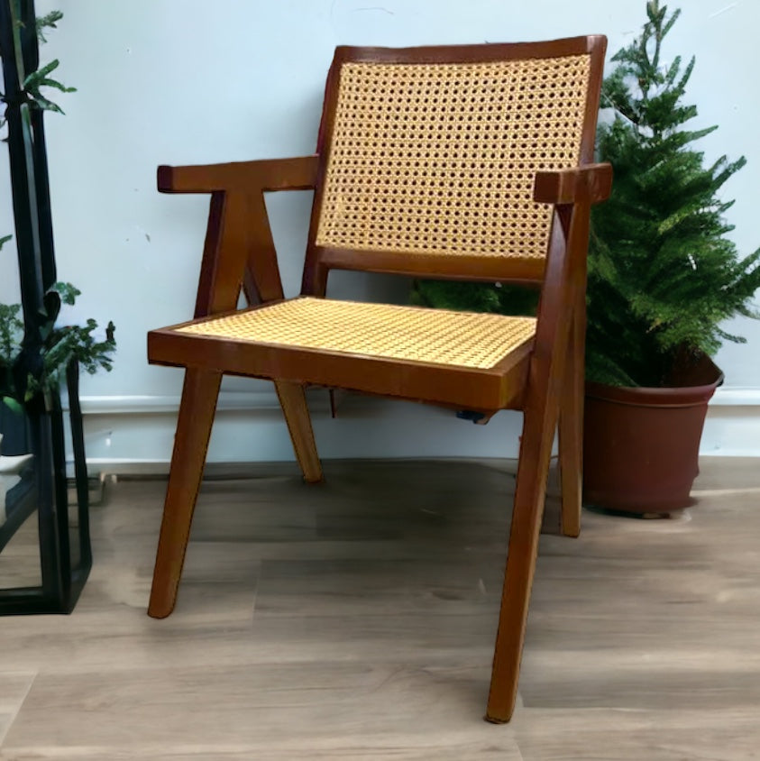 Cane chair with back and base