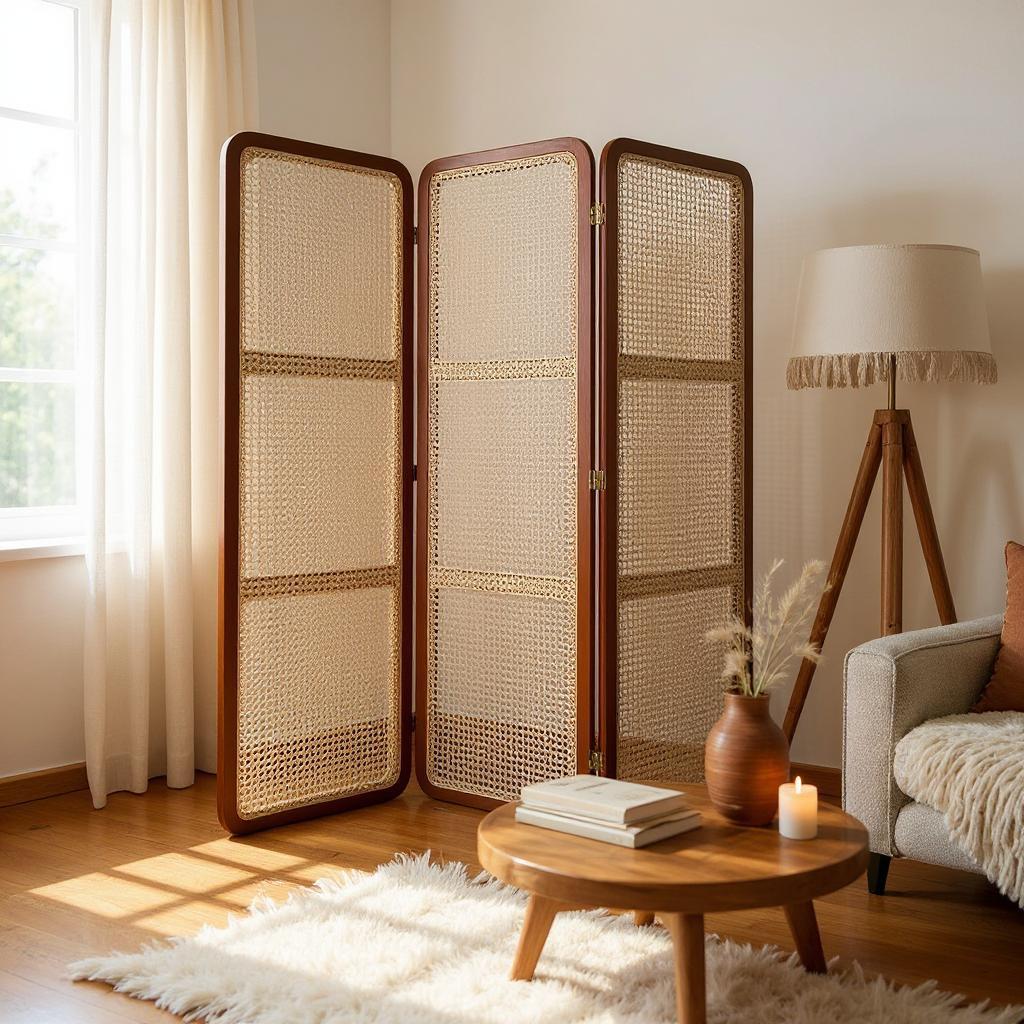 Modern Cane Brown Paravan