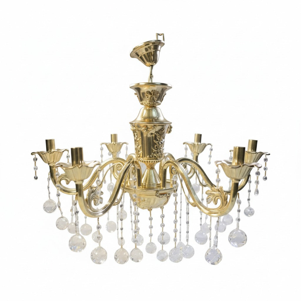 نجفة كلاسيك 6 ذراع مطلية نحاس كاسا باللون الذهبي