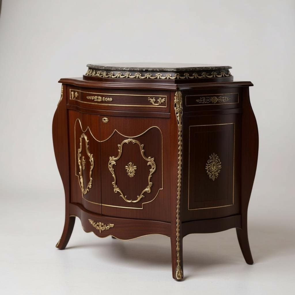 بايوه أنتيك فاخر مطعّم بالنحاس والرخام الطبيعي