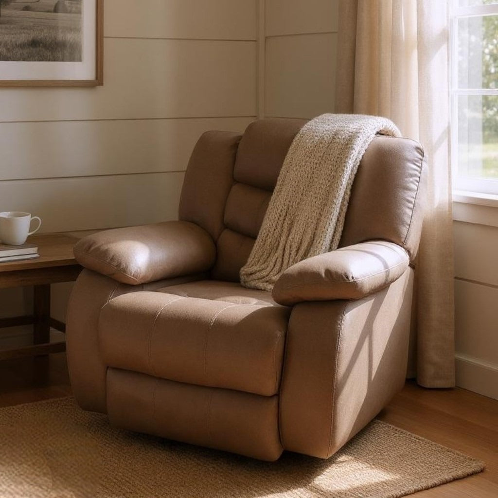 Brown faux leather recliner chair