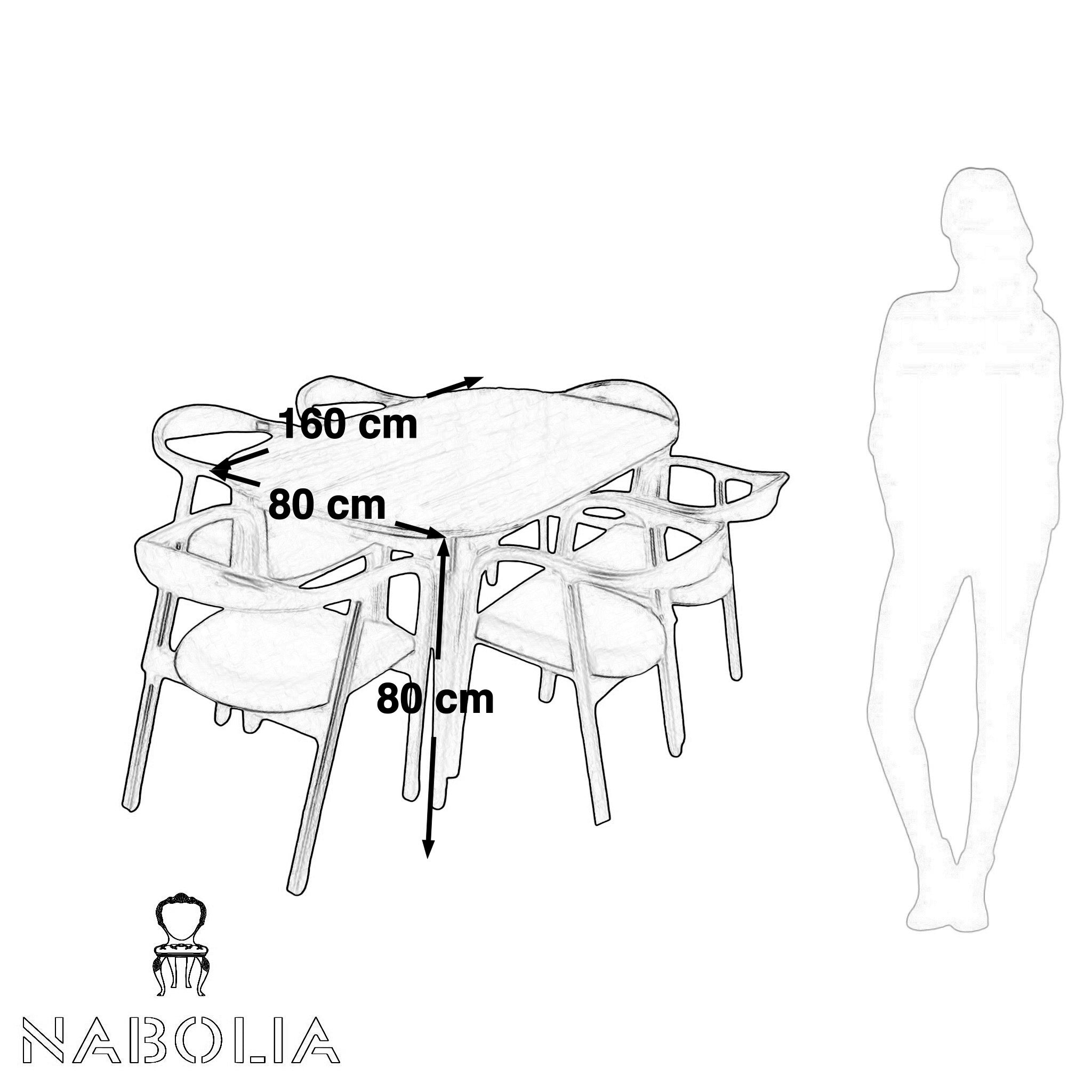 ترابيزة سفرة وستة كراسي لون بندقي - Nabolia