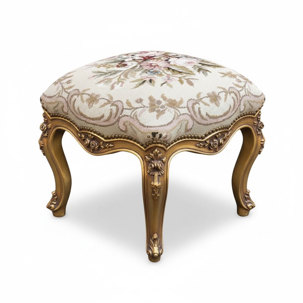 بوفه كلاسيك بأرجل خشب ذهبية وقماش أبيسون