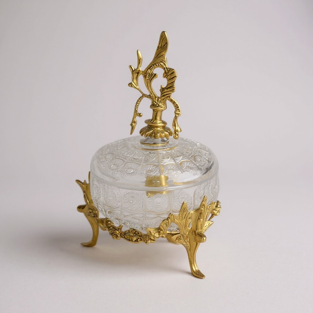 بونبونيرة كريستال بقاعدة نحاسية