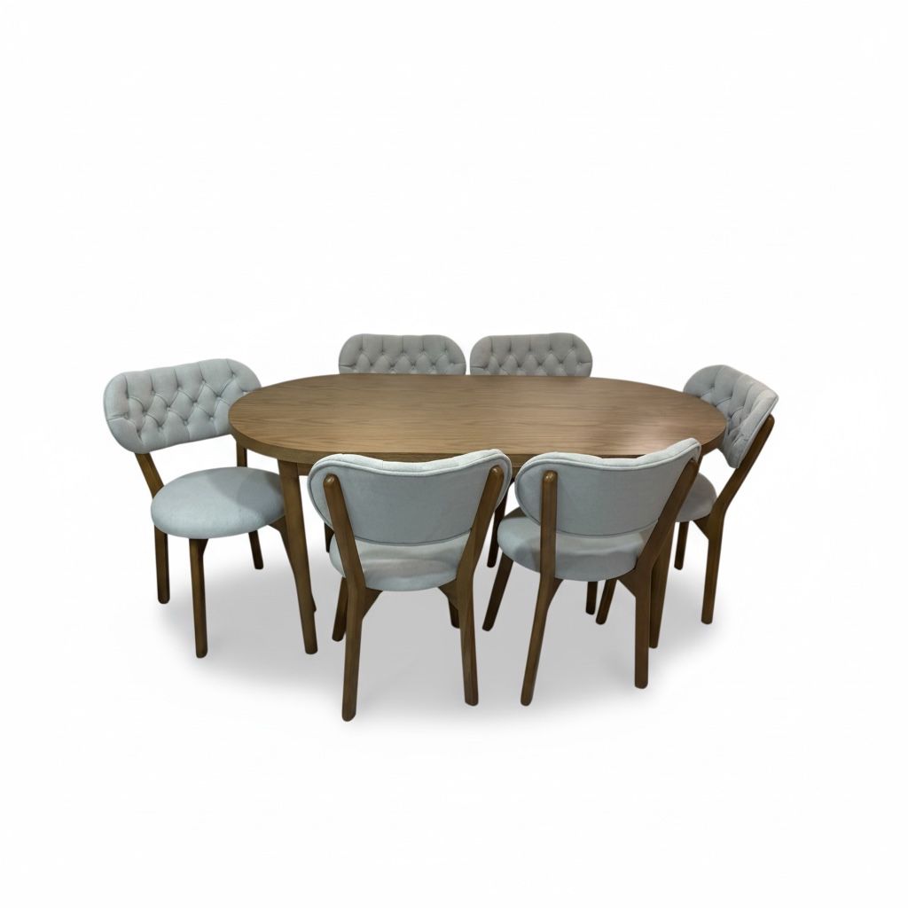 سفرة مودرن بيضاوي مع 6 كراسي - Nabolia