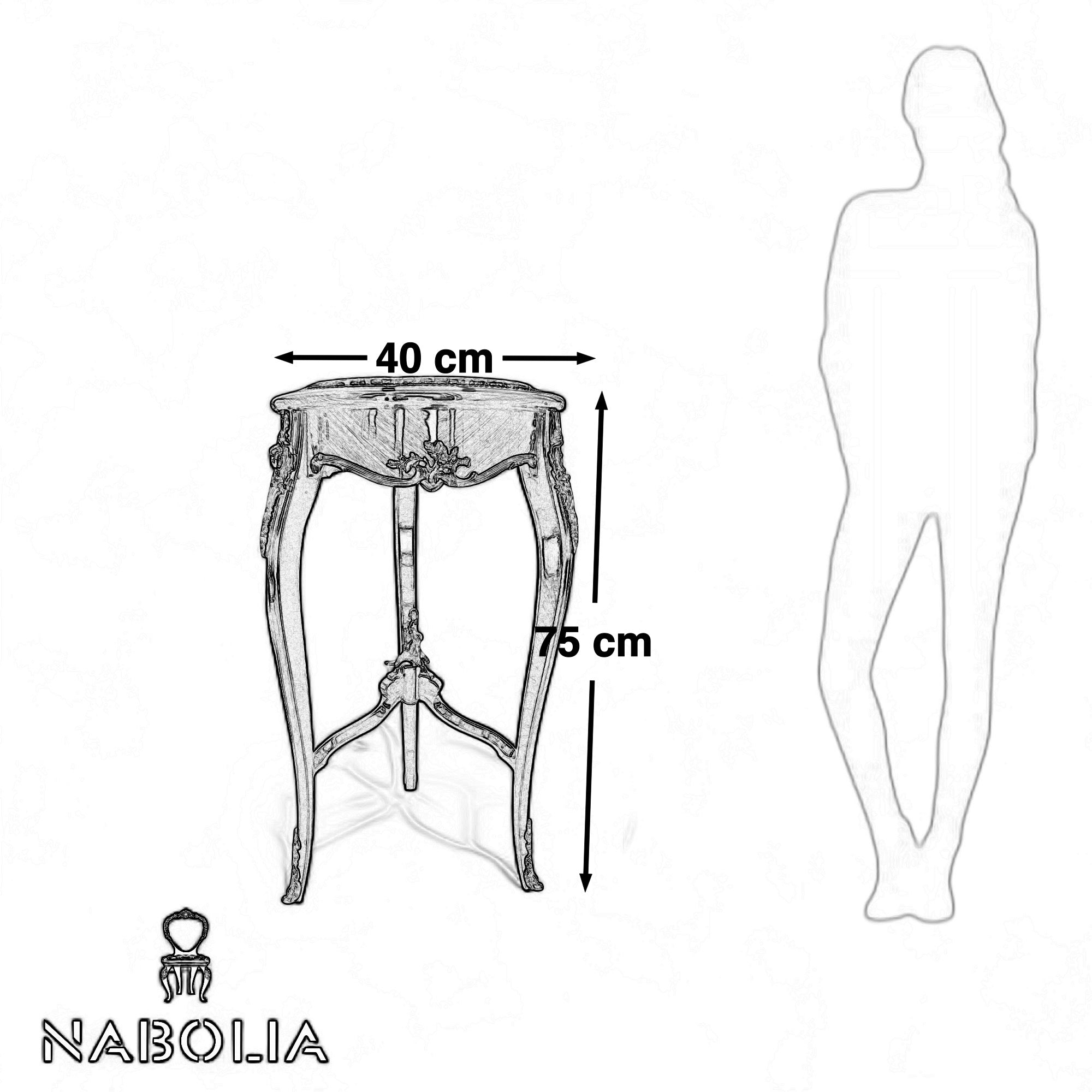 ترابيزة جنب مطعمة بالنحاس قطر 40 سنتميتر - Nabolia