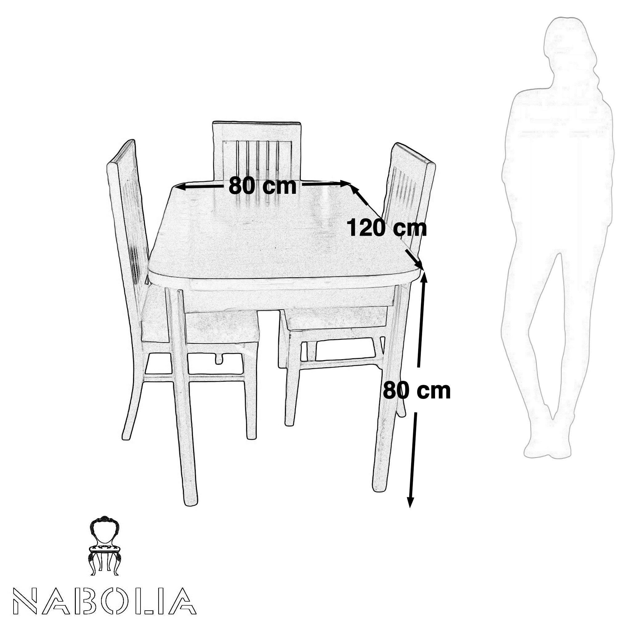 ترابيزة سفرة واربعة كراسي  لون بني  قماش قطيفة - Nabolia