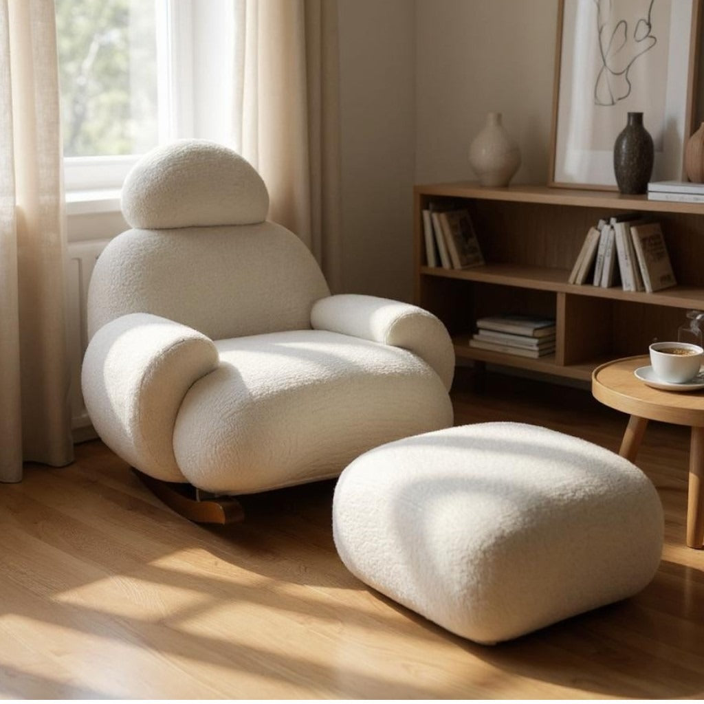 Comfortable rocking armchair with a pouf in a modern design Nabolia