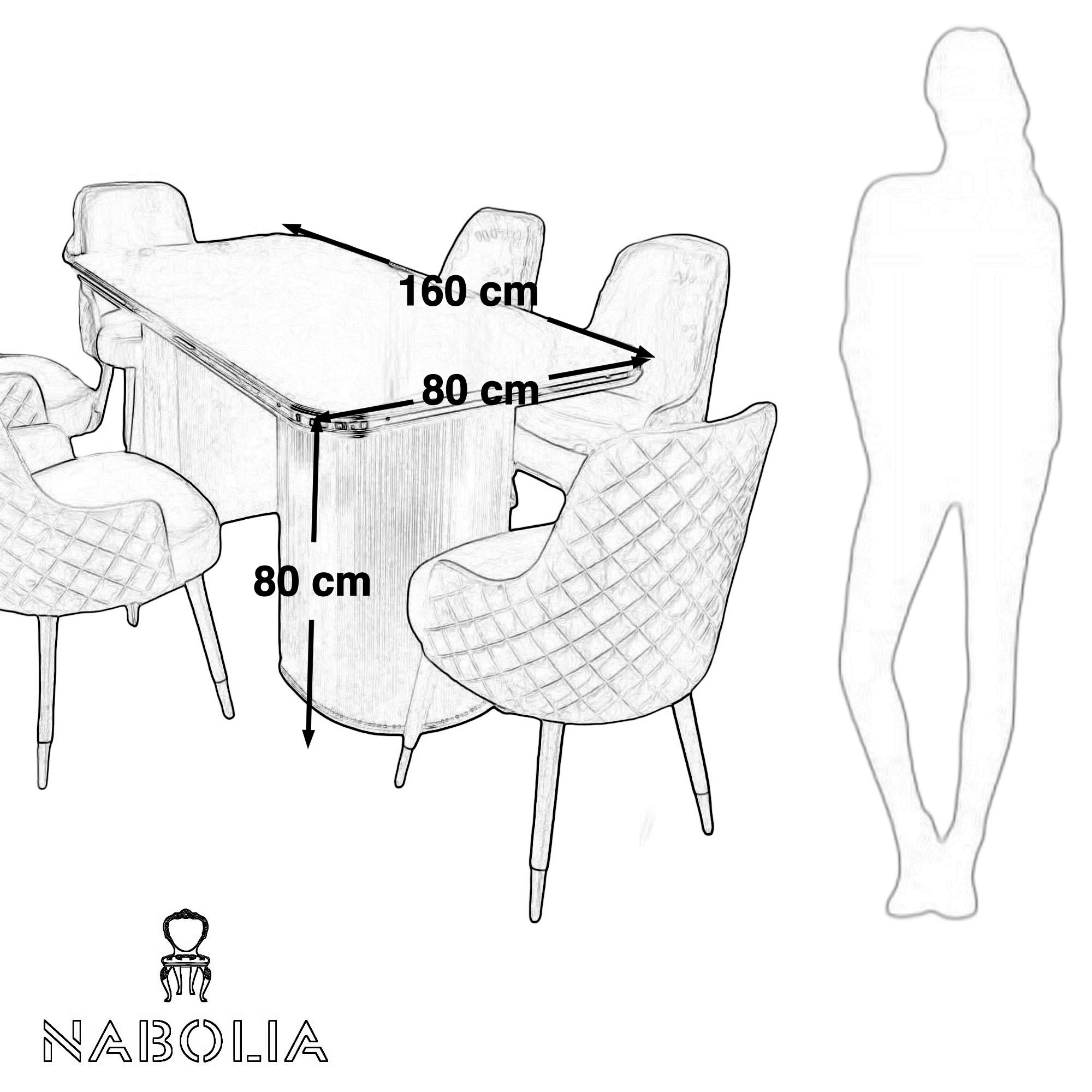 ترابيزة سفرة وستة كراسي لون اسود - Nabolia