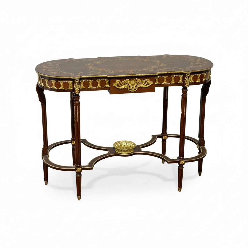 كونسول باك صوفا كلاسيك فاخر بتطعيمات نحاس