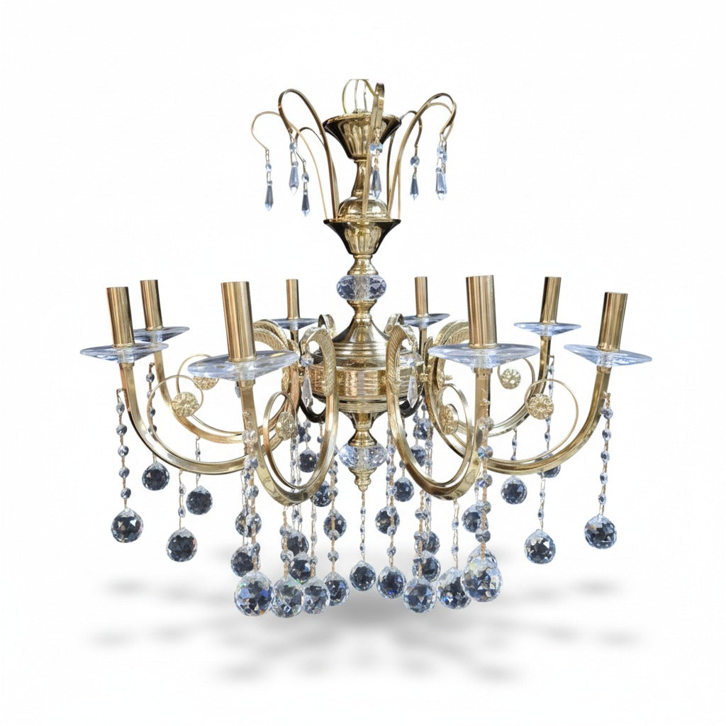 نجفة ماسة كريستال ذهبي بتصميم كلاسيكي أنيق