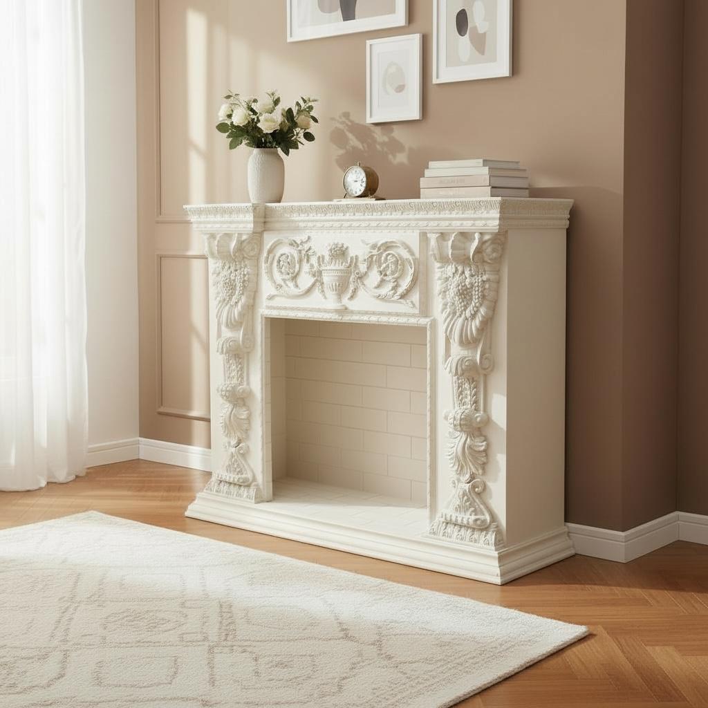 مدفأة ديكورية كلاسيك ملكي بحفر يدوي