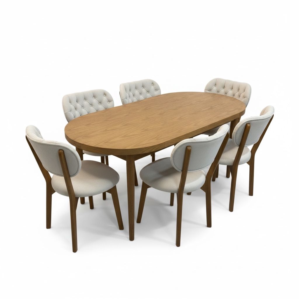 سفرة مودرن بيضاوي مع 6 كراسي - Nabolia