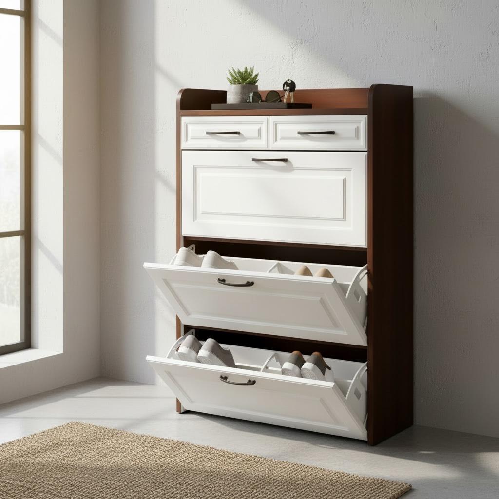 جزامة مودرن خشب طبيعي بدهان أبيض وبني