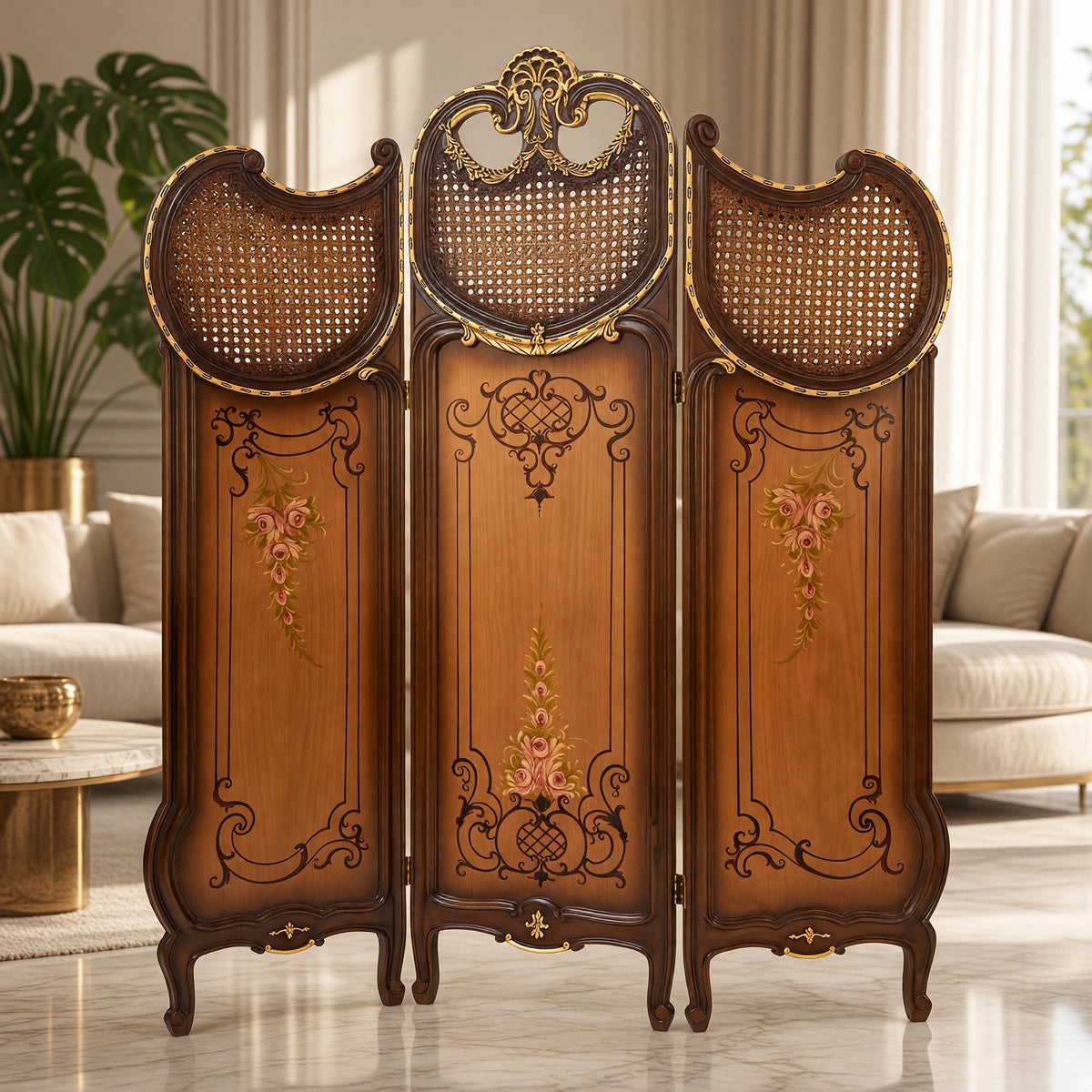 French paravane with hand-painted gold decorations