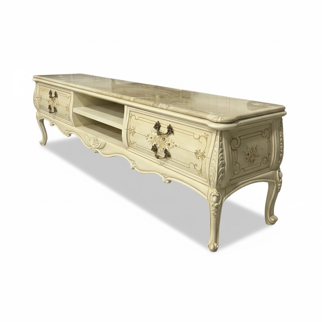 وحدة تلفزيون اوف وايت مع الرسم والرخام