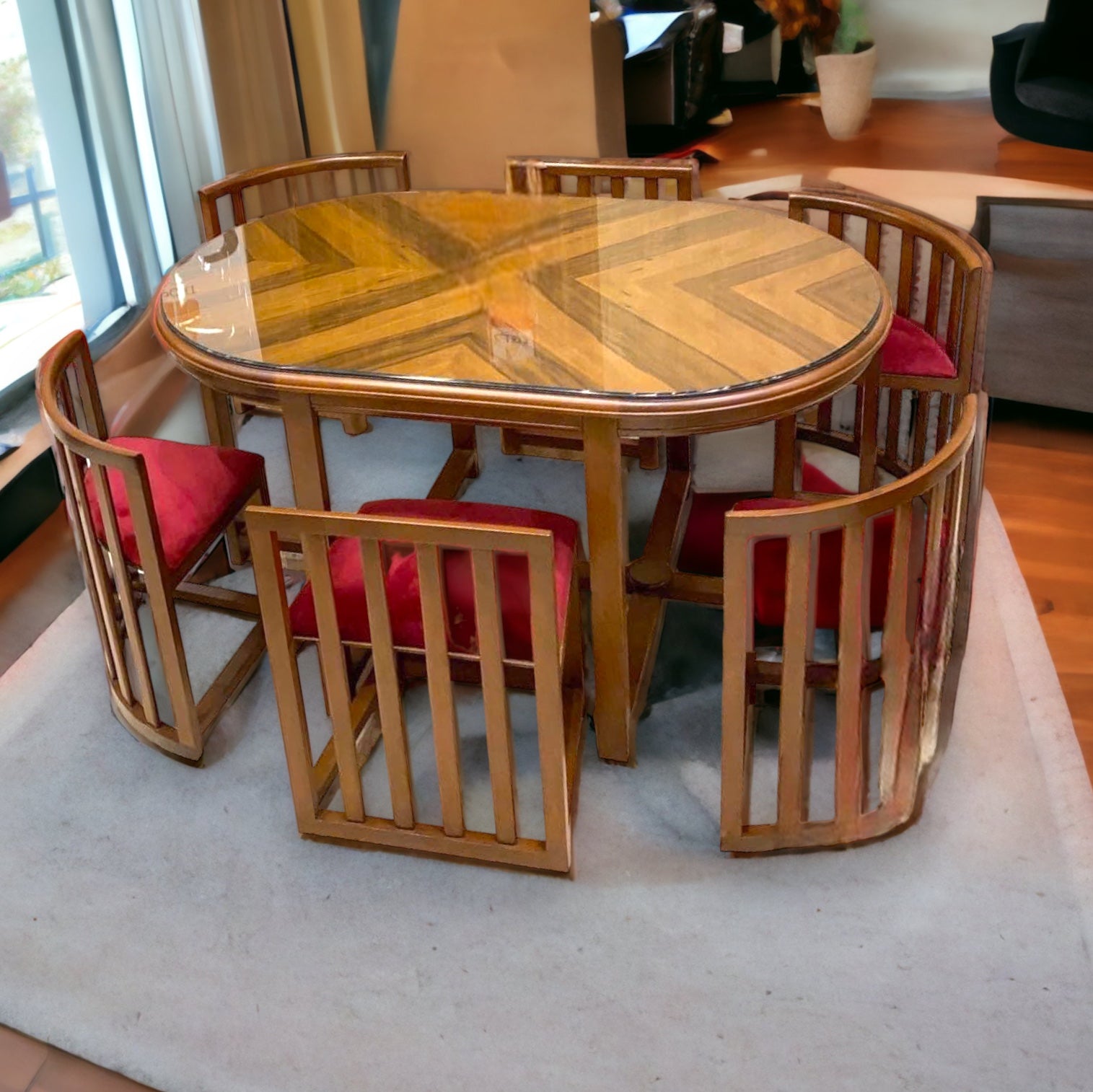 Dining table with overlapping chairs Nabolia
