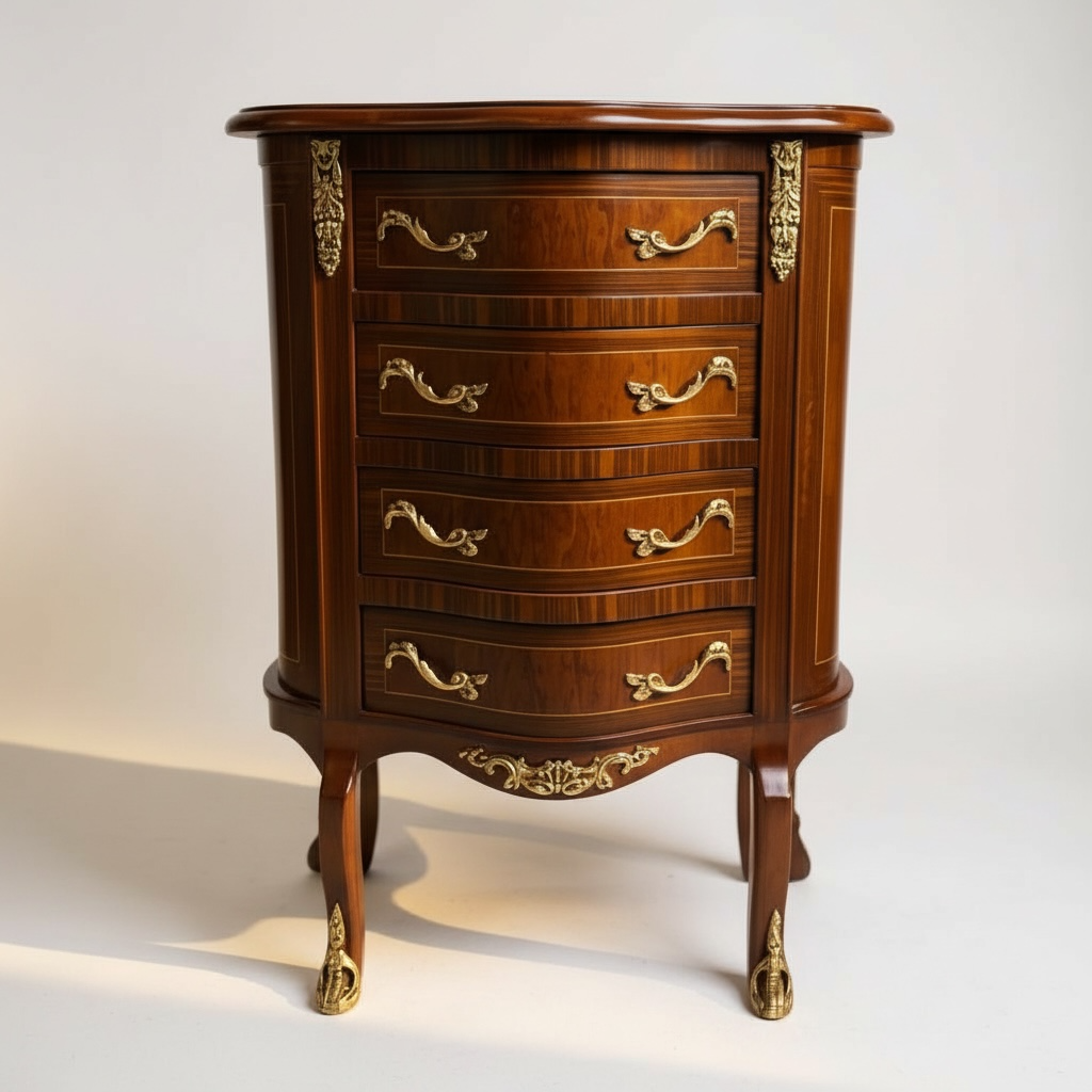 كومود فاخر بأربعة أدراج وزجاج أنيق