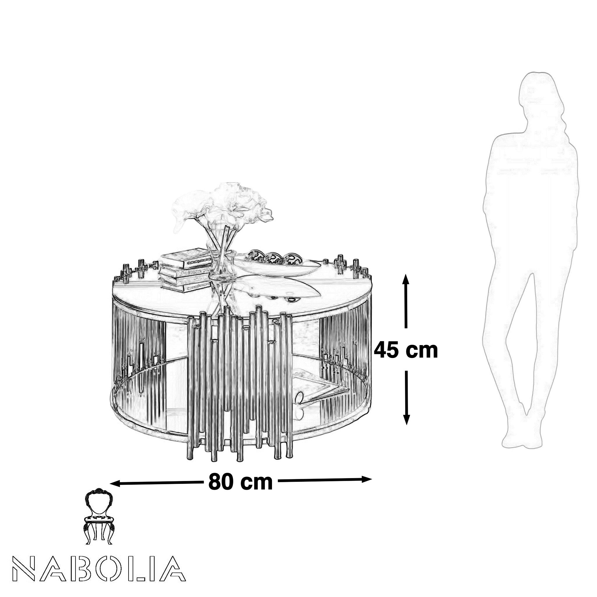 ترابيزة استانلس مودرن مع زجاج اسود - Nabolia