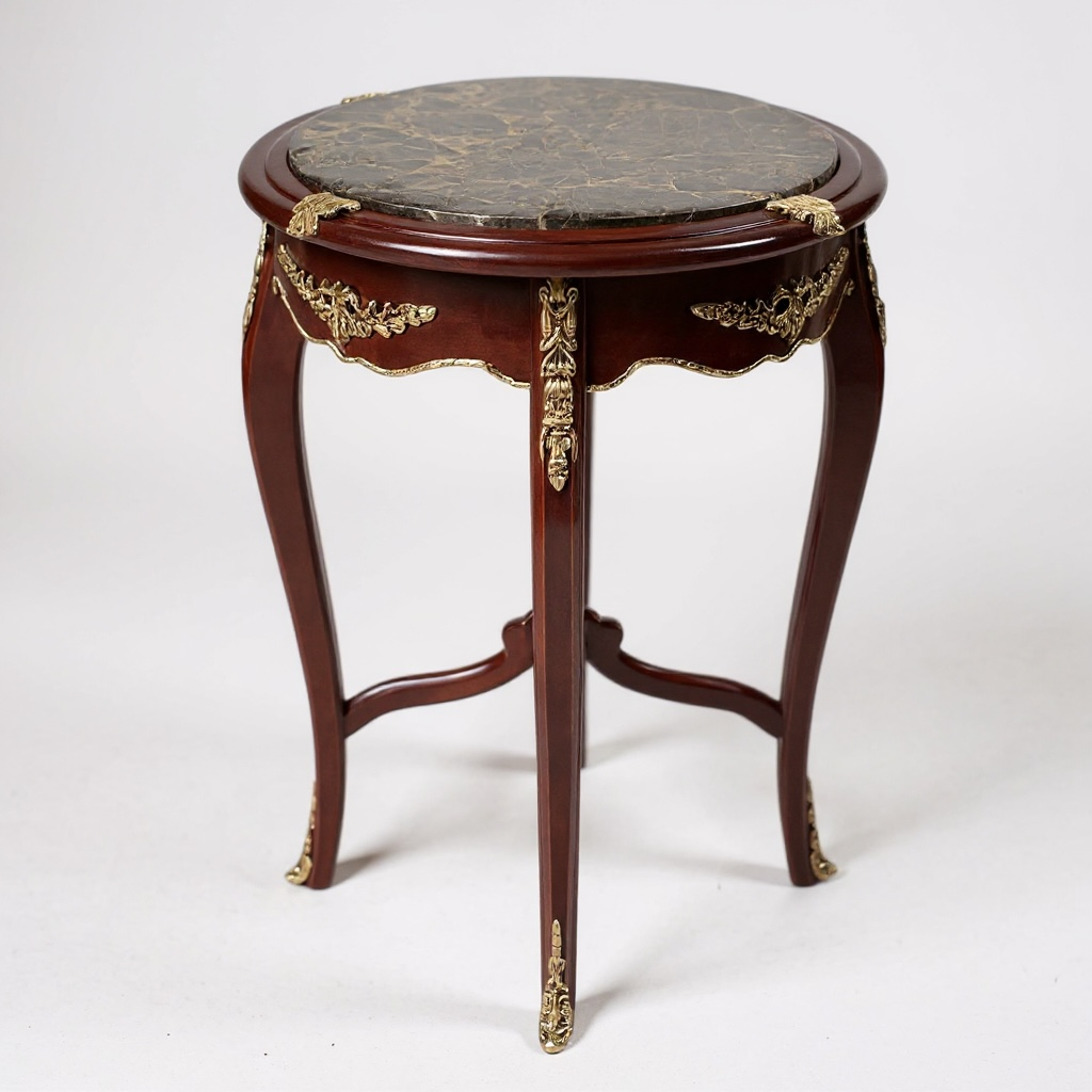 ترابيزة كورنر دائرية مطعمة بالنحاس