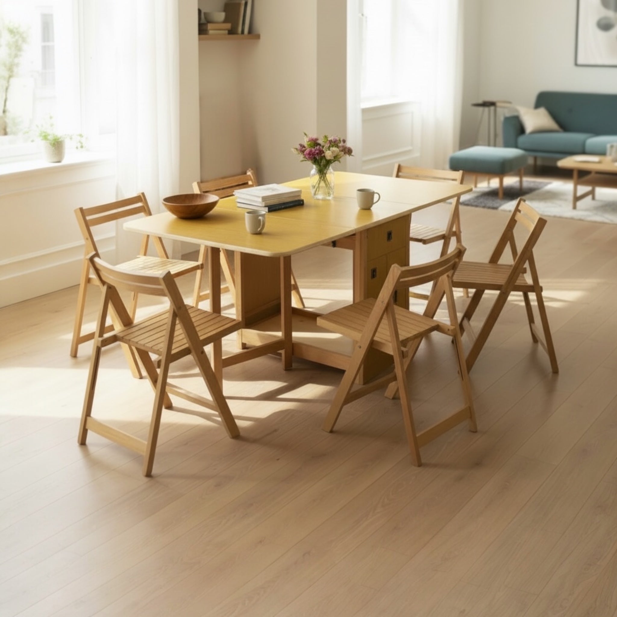 طقم ترابيزة سفرة مع ستة كراسي خشب زان - Nabolia