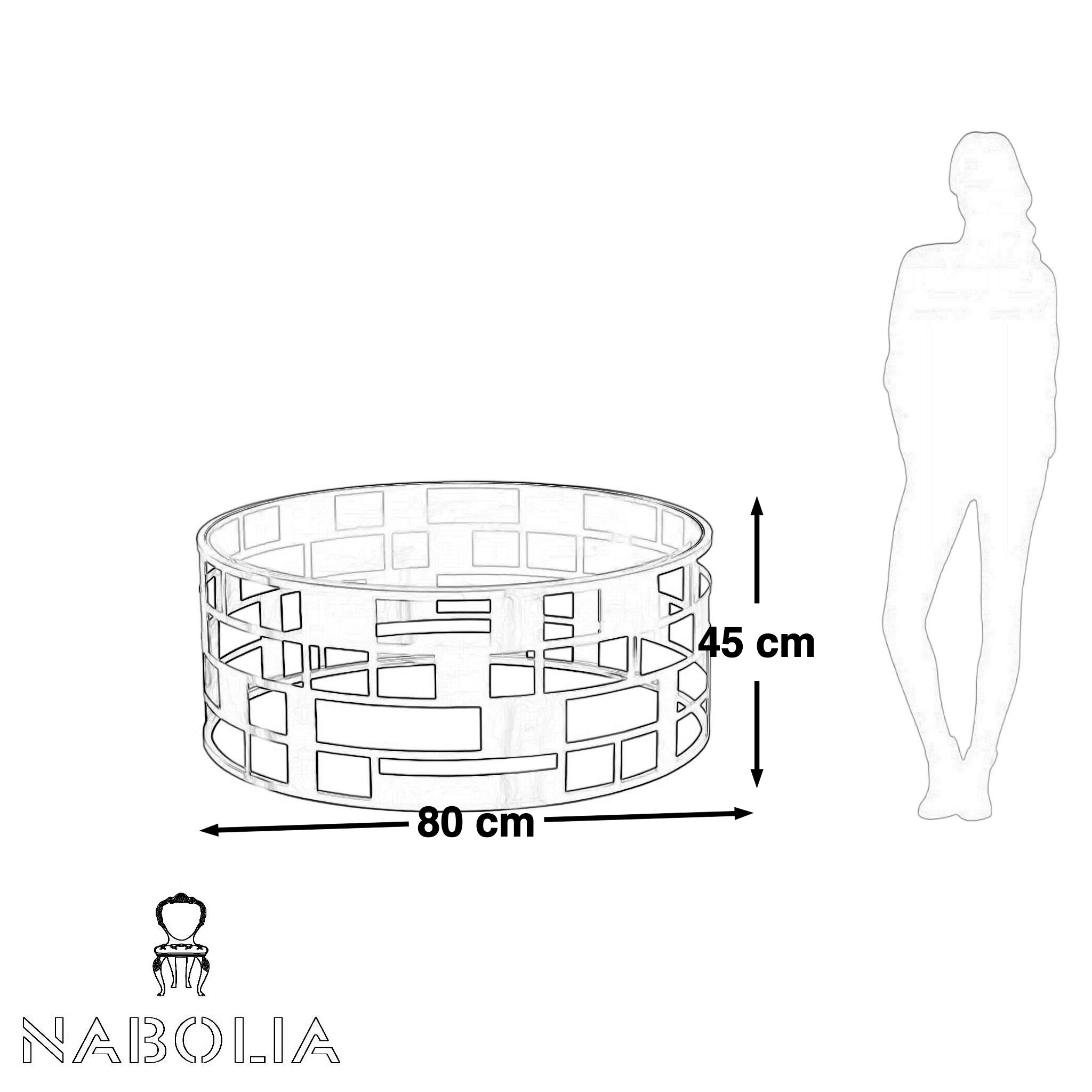 ترابيزة استانلس دائرية مع زجاج - Nabolia