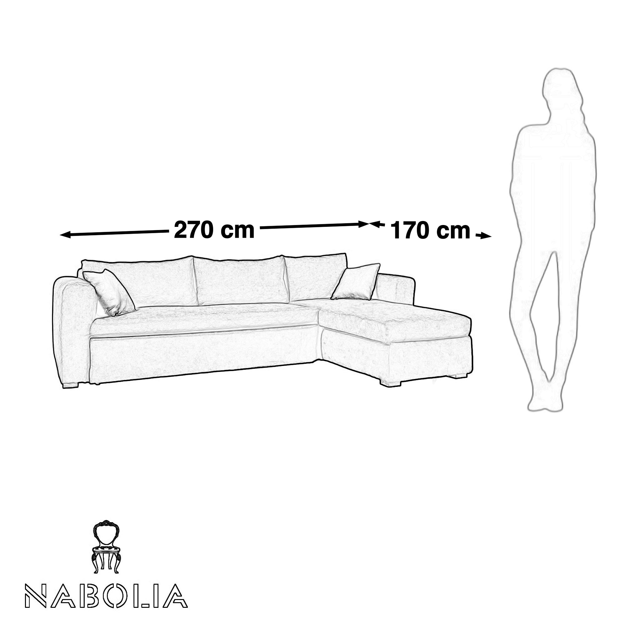 ركنة حرف L مع سحارة و سرير - Nabolia