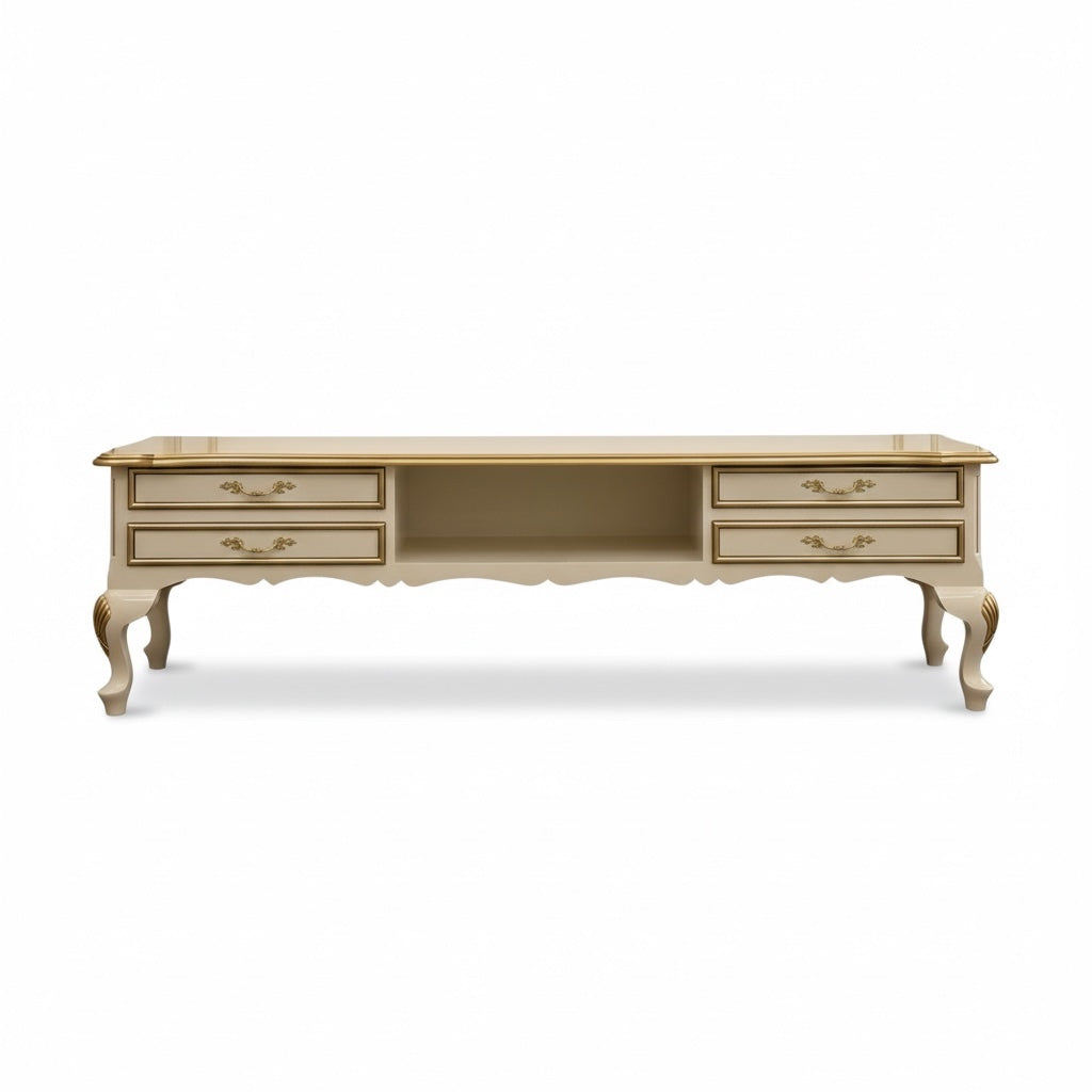 وحدة تلفزيون كلاسيك خشب طبيعي دهان اوف وايت في دهبي - Nabolia