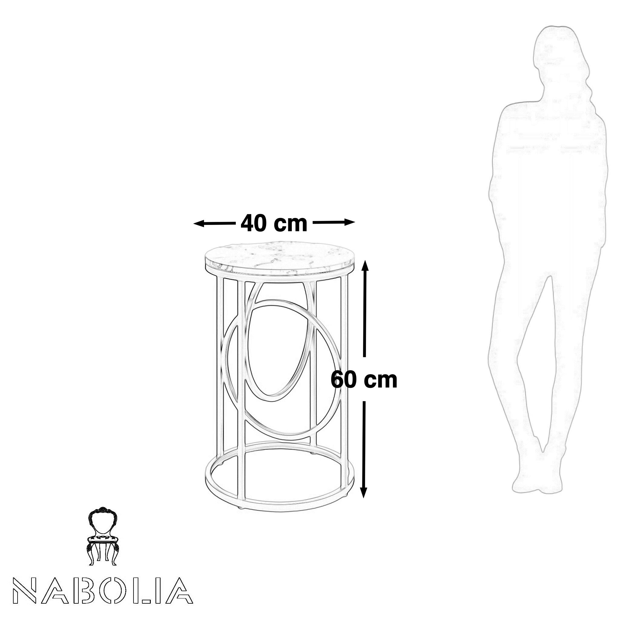 ترابيزة استانلس جانبية دائرية بسطح رخام - Nabolia