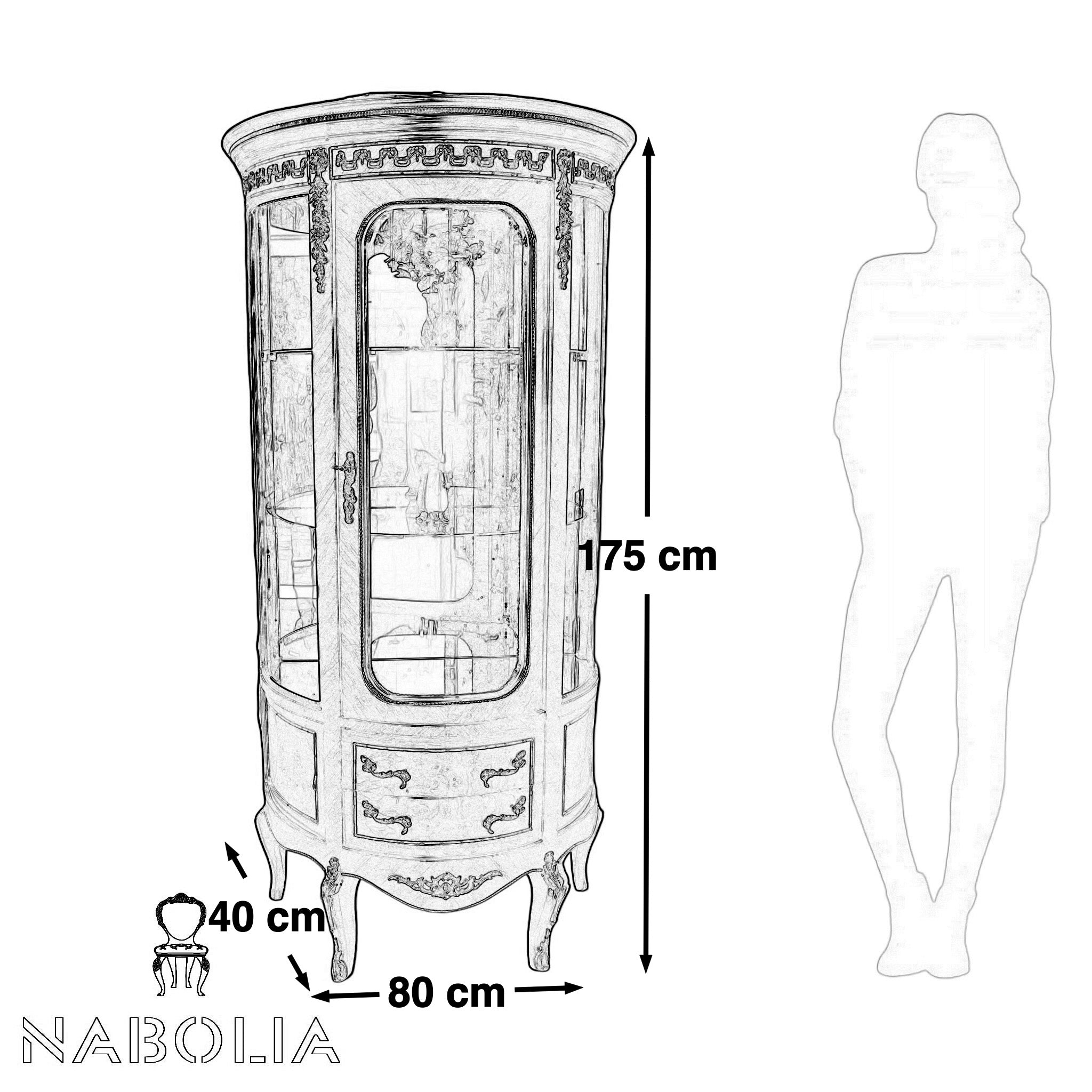 فاترينة مطعمة بالنحاس مقاس 80 سنتميتر - Nabolia