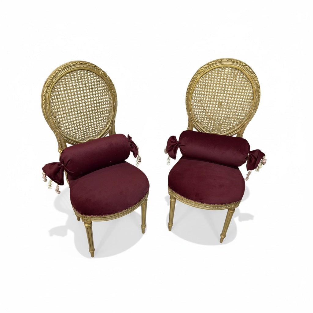 اتنين كرسي أنتيك ظهر كانيه طبيعي - Nabolia