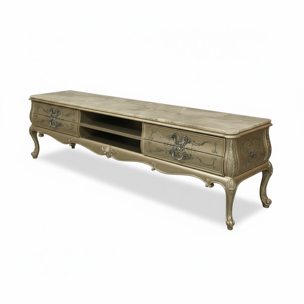 وحدة تلفزيون كلاسيك مع الرسم والرخام - Nabolia