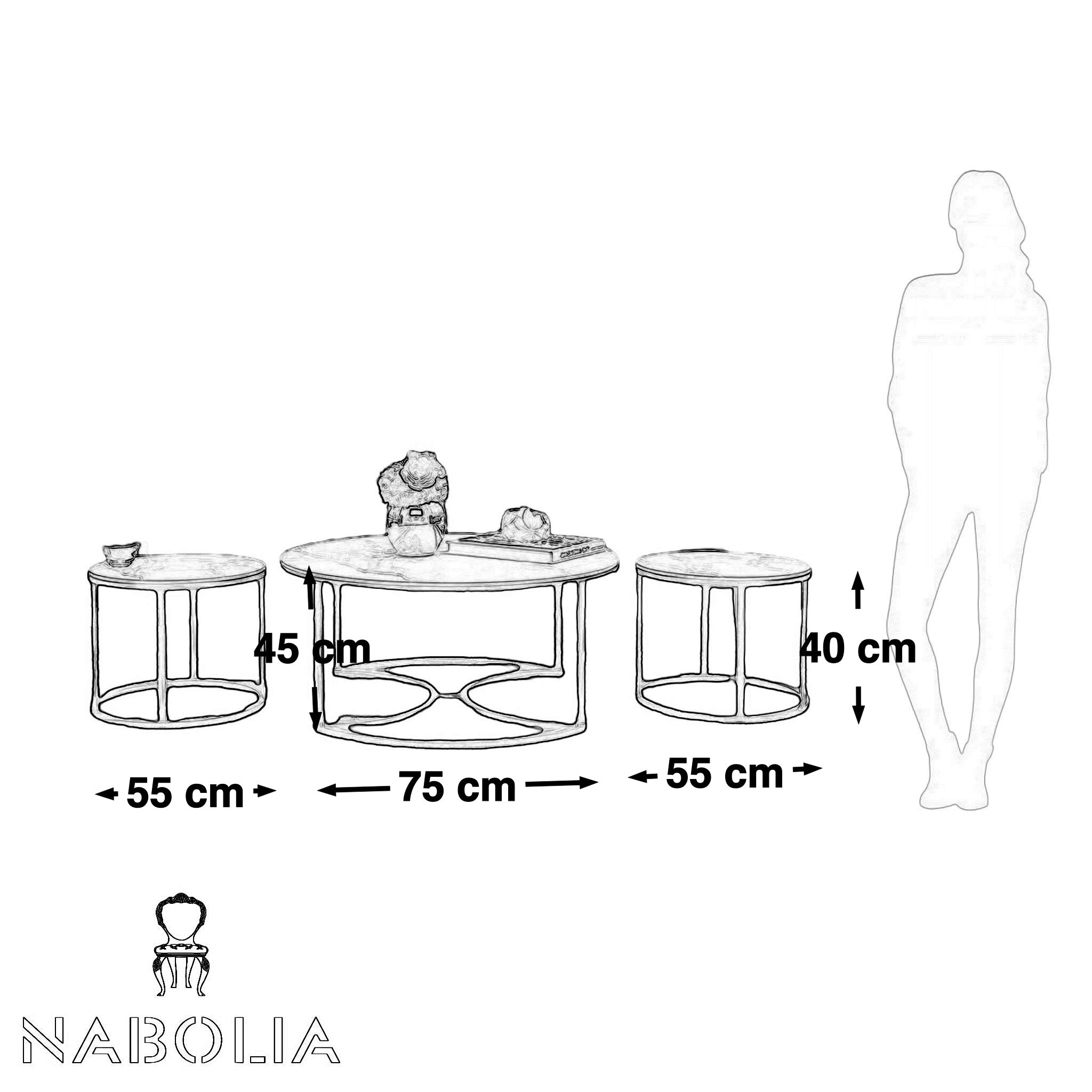 طقم ترابيزات ثلاثي استانلس - Nabolia