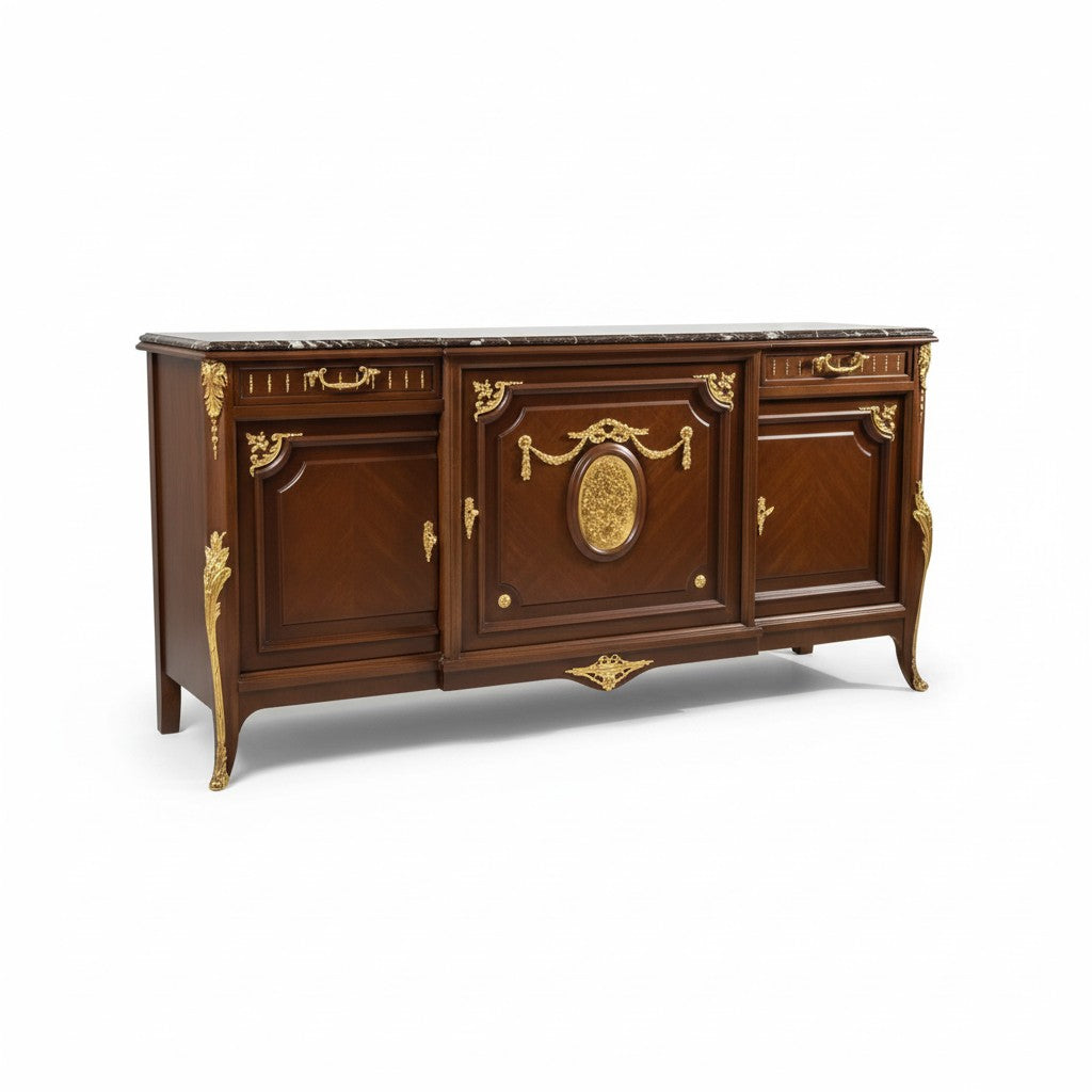 بوفيه كلاسيك 3 ضلفة بقرصة رخام أسود