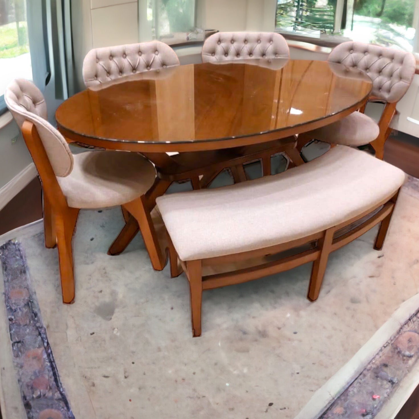 Banquet dining table and chairs 
