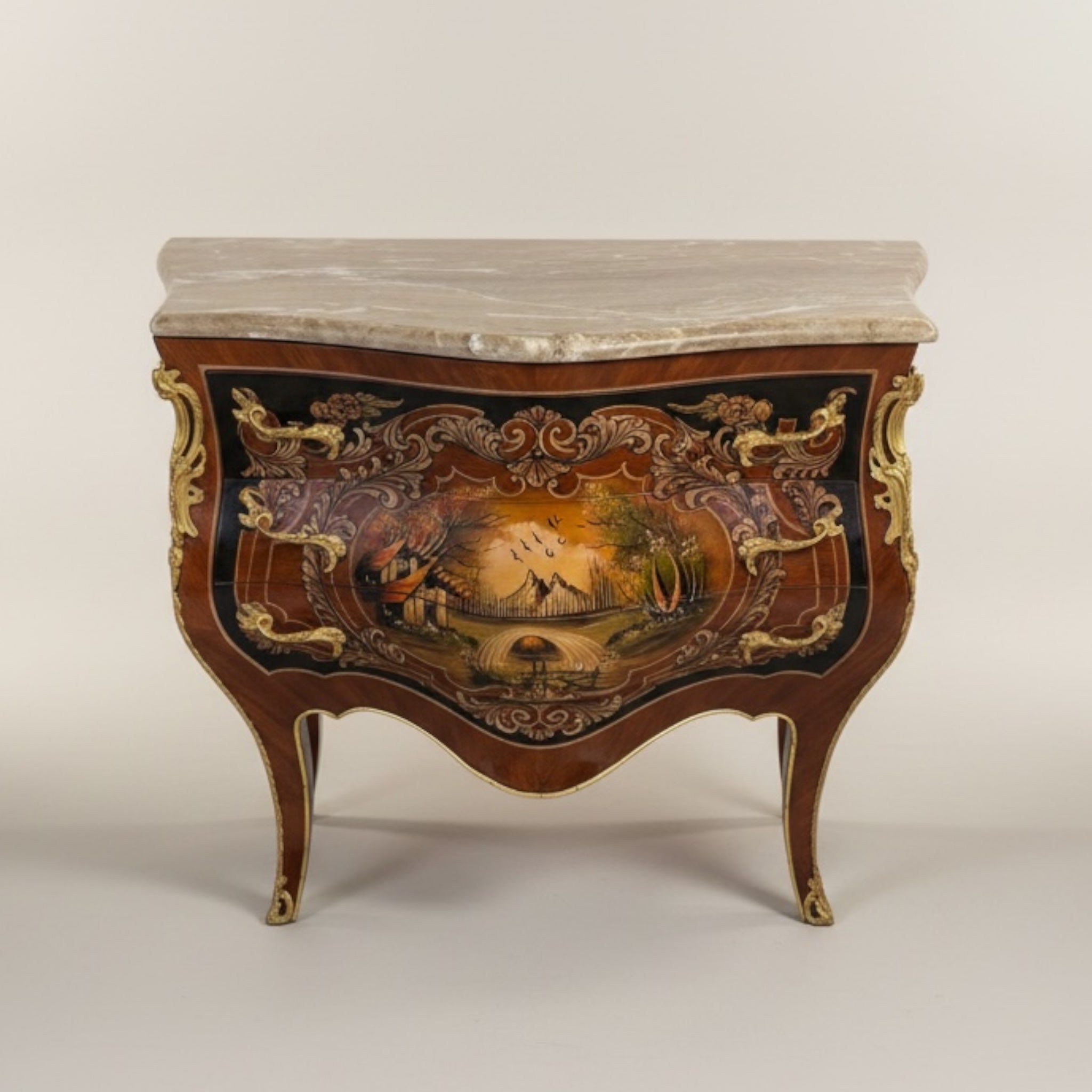 Luxury classic bureau with three drawers and distinctive marble